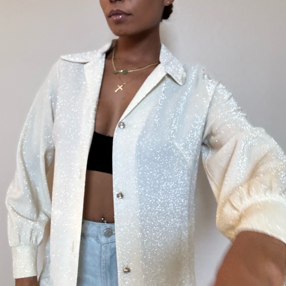 Vintage Loll Ease Lou Creme and  Silver Lurex Dress